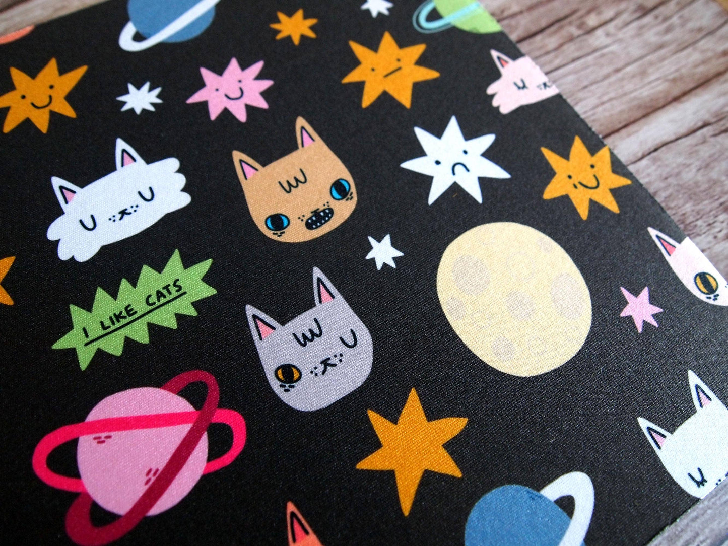 Cats and Space Themed Non-slip Mouse Mat for Home Office