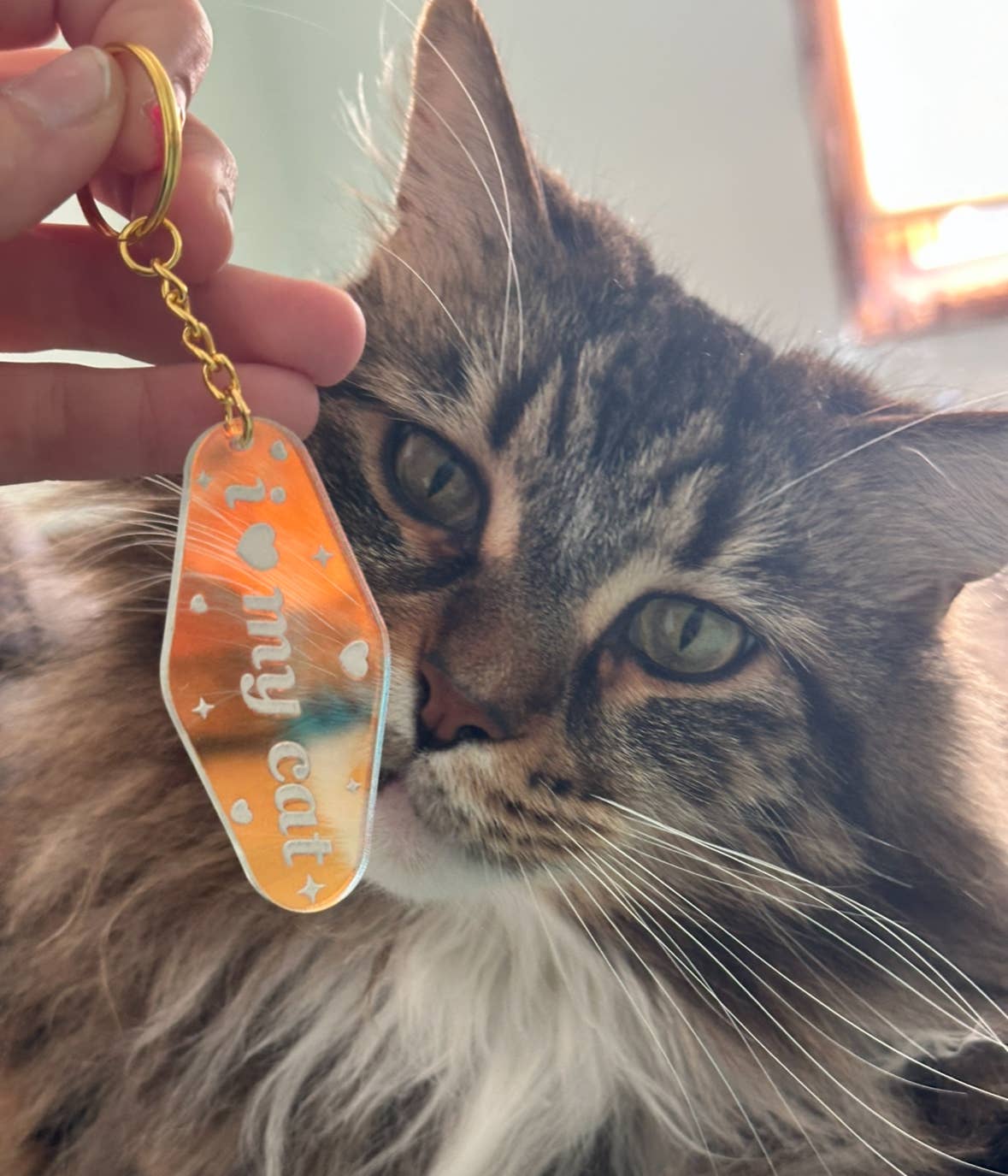 I Love My Cat Motel Iridescent Keychain