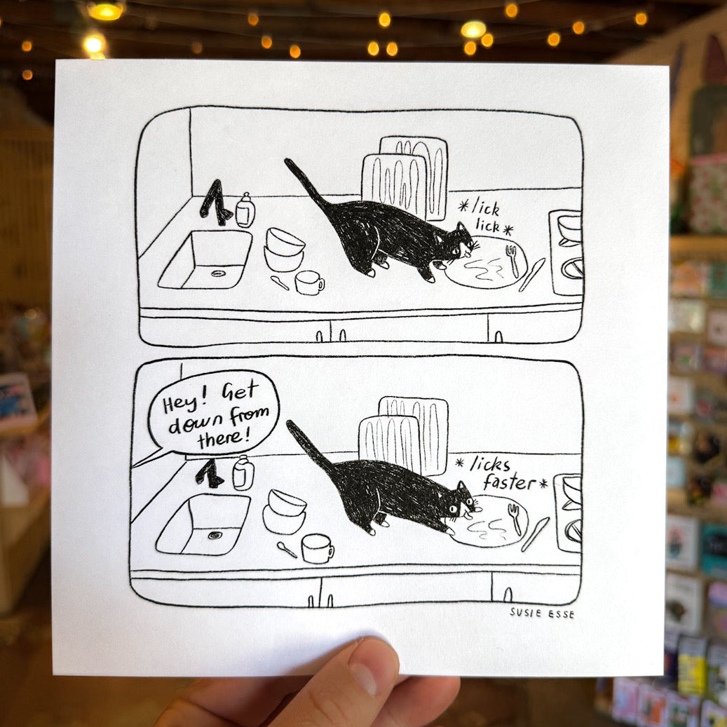 “Licks Faster” comic print by Susie Esse