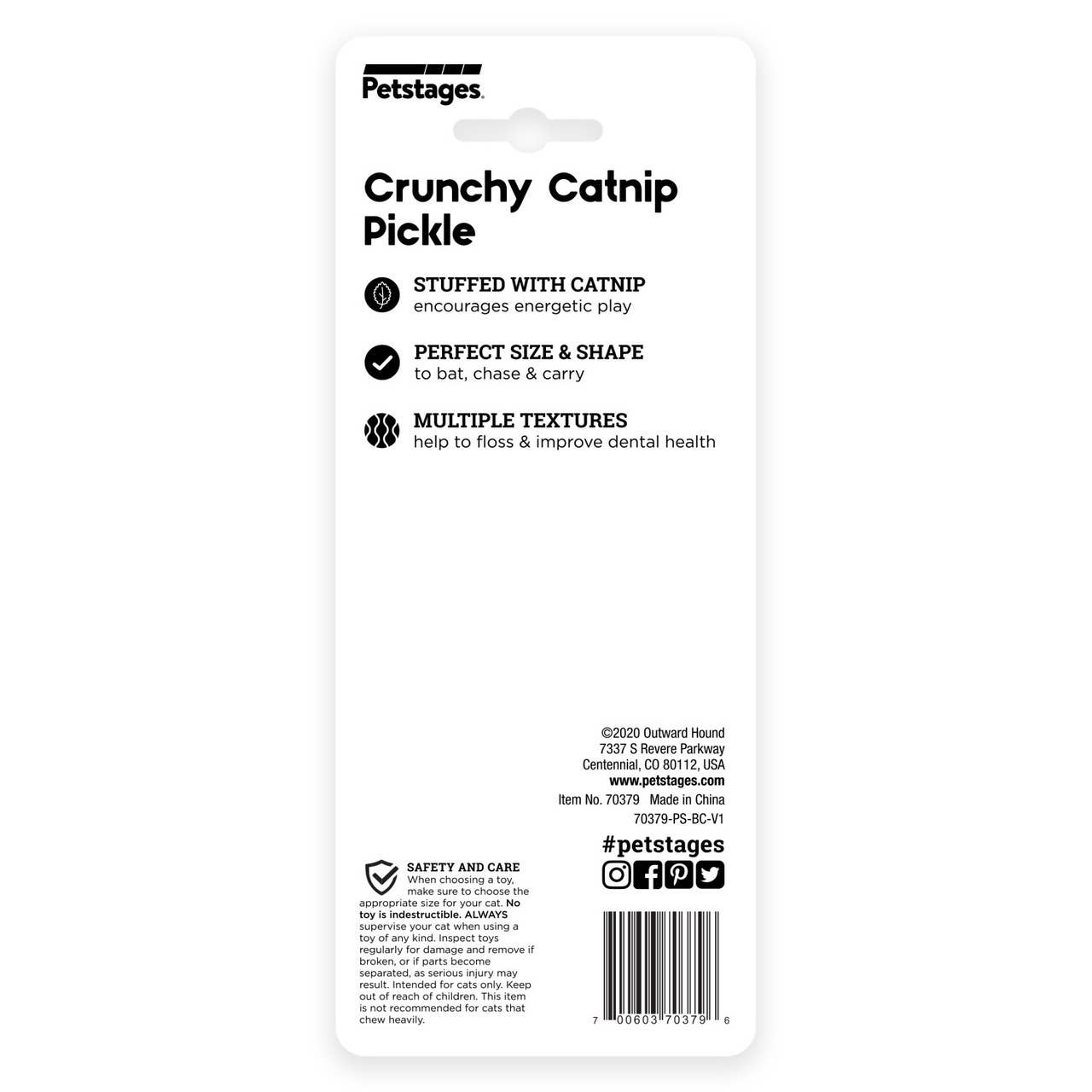 Crunchy Pickle Kicker Cat Toy Green
