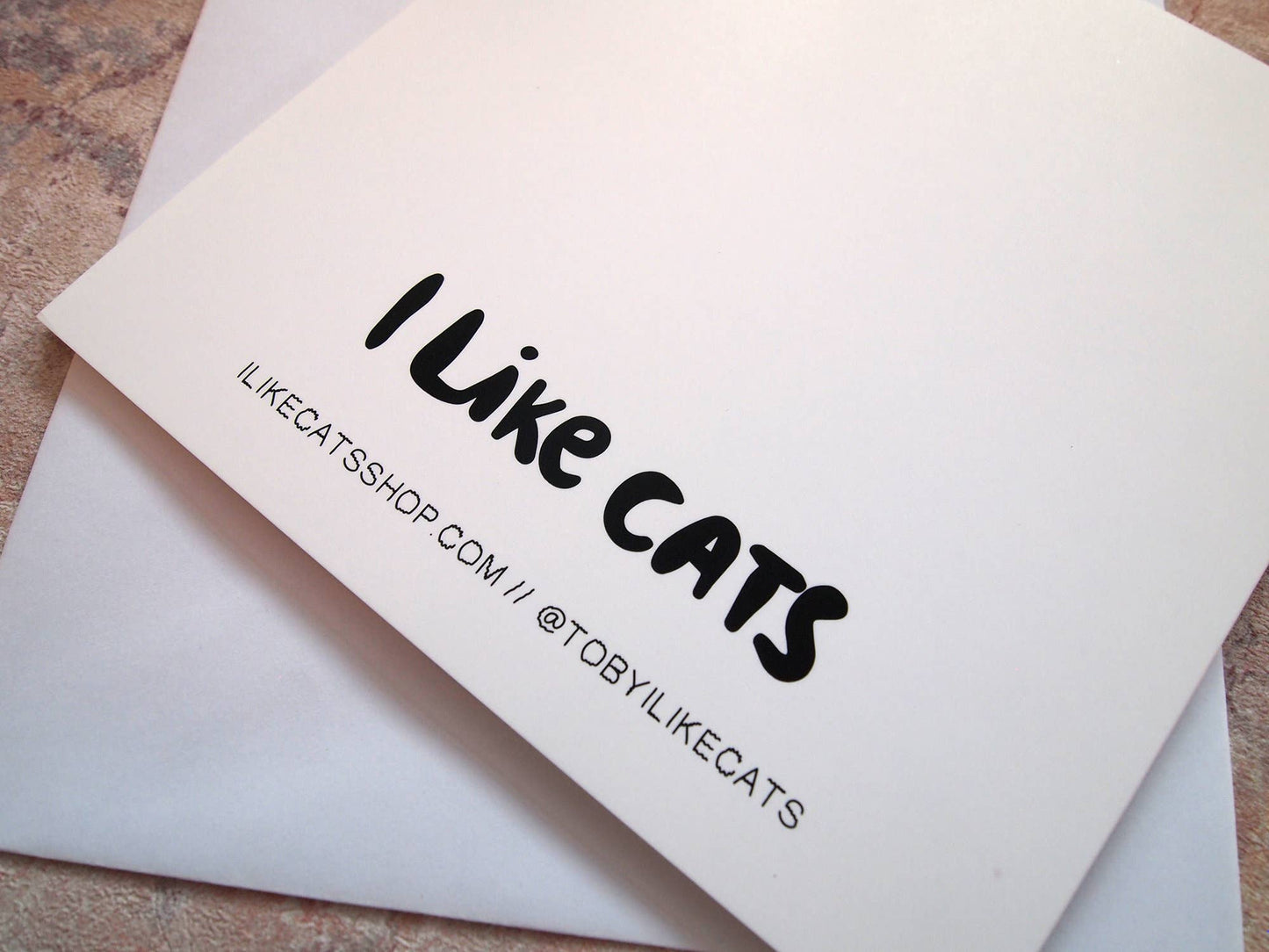 I LIKE CATS - Black Cat Illustrated Greetings Card