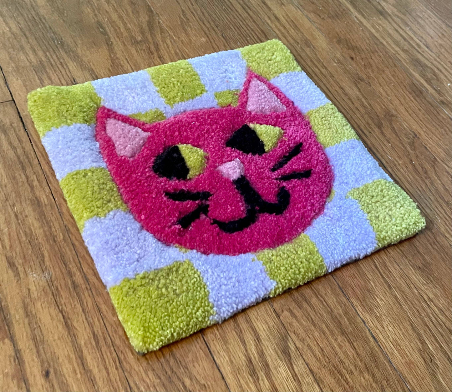 Hi Cutie - Checkered Cat Tufted Wall Hanging