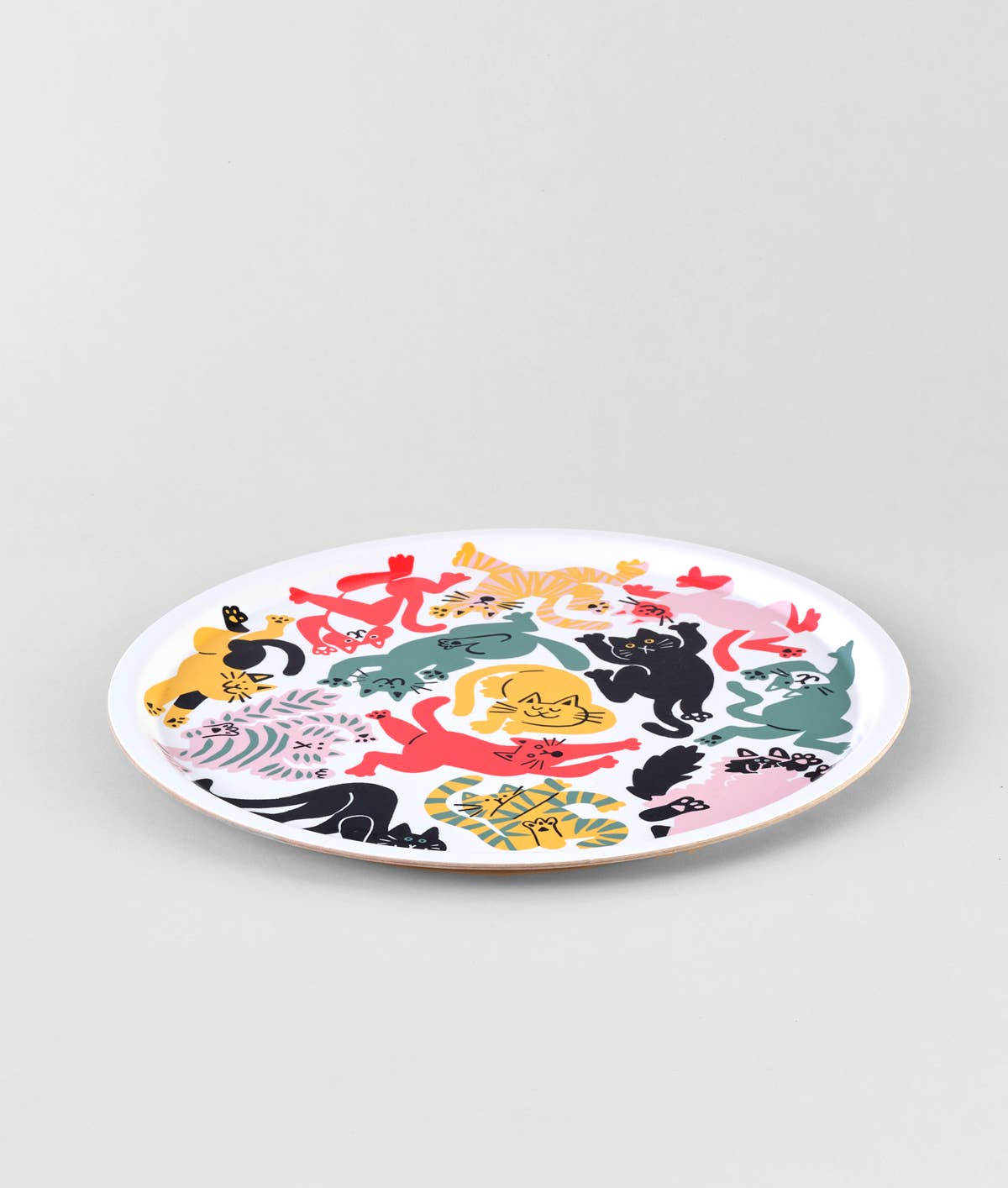 Cats Large Round 15" Birch Serving Tray