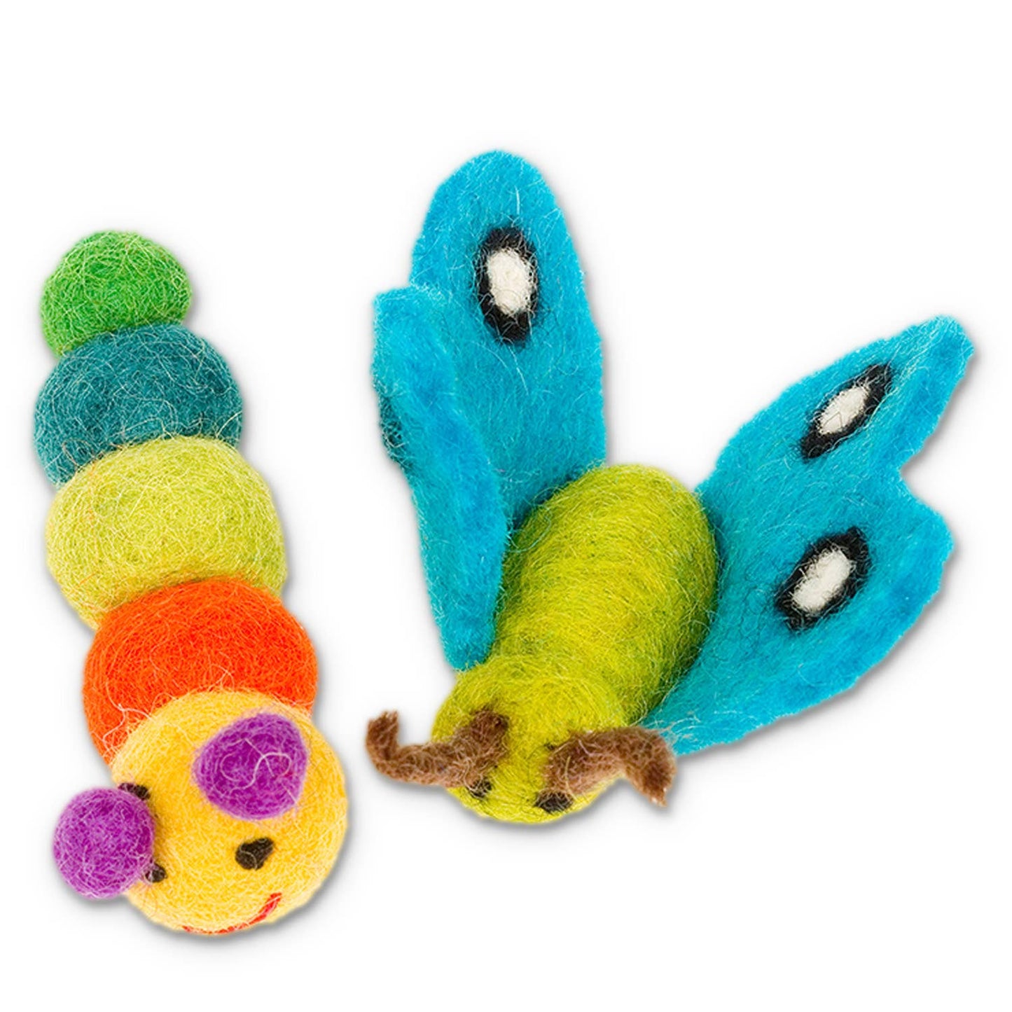 Caterpillar and Butterfly Wool Cat Toys