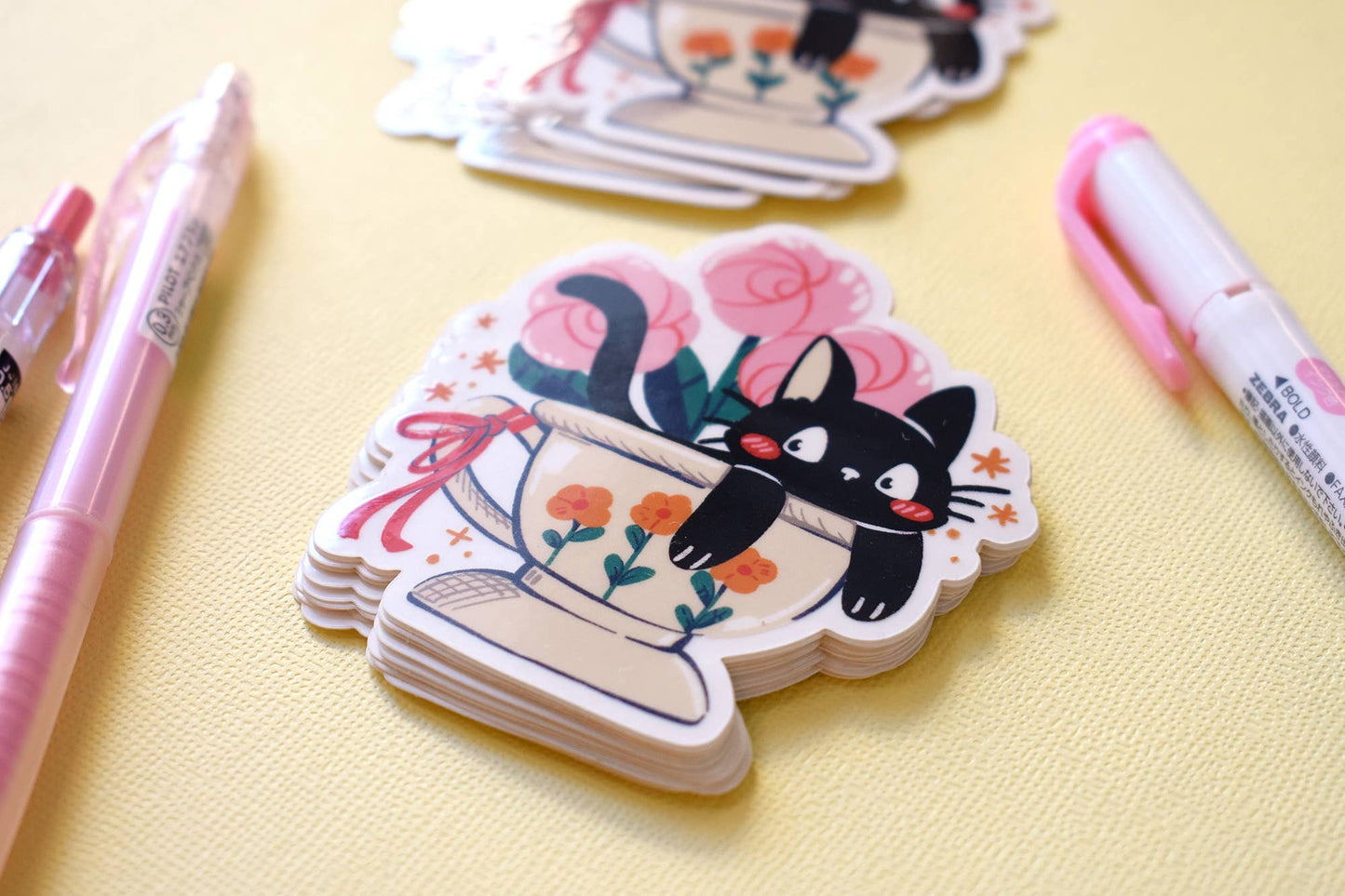 Kitty in a Cup Sticker