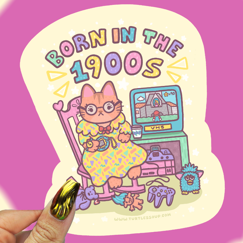 Born In The 1900's Millennial Nostalgia Vinyl Sticker