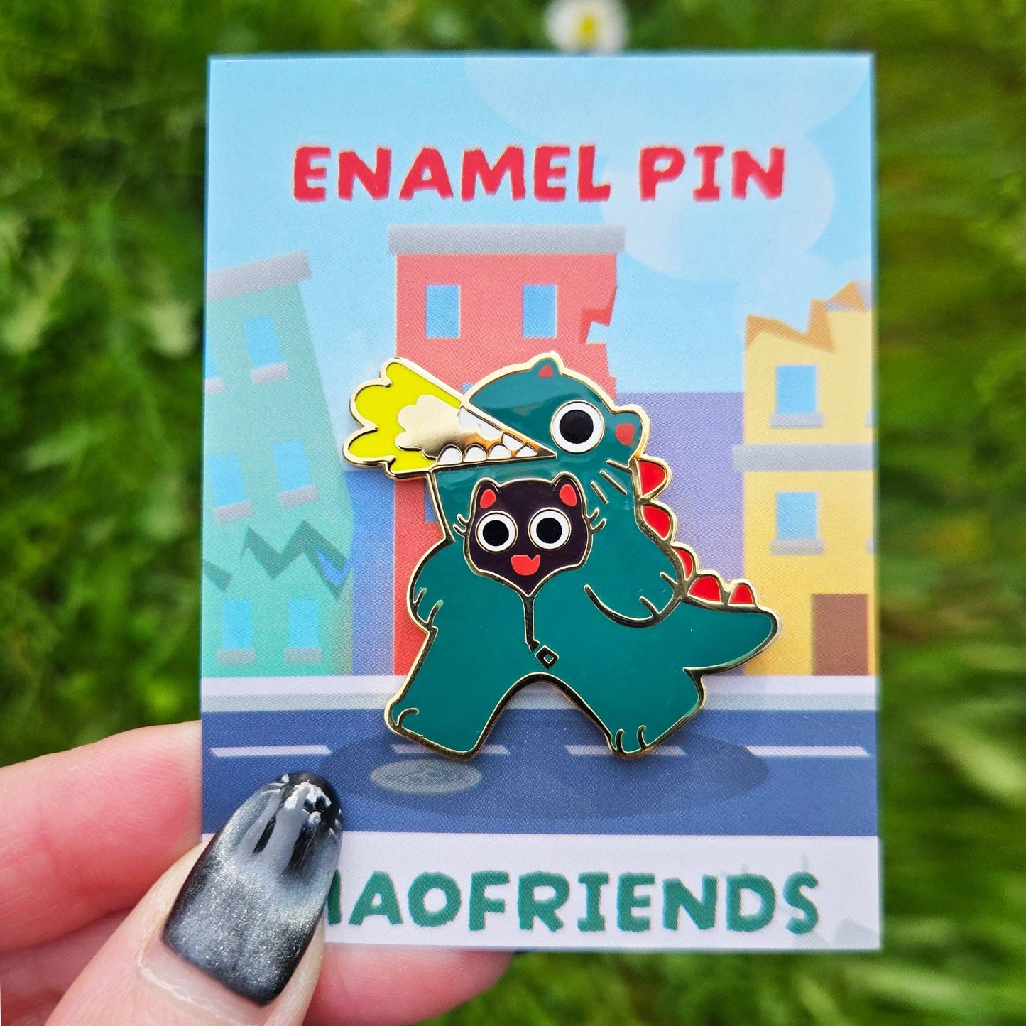 Maofriends - Godzilla Costume black cat Enamel Pin