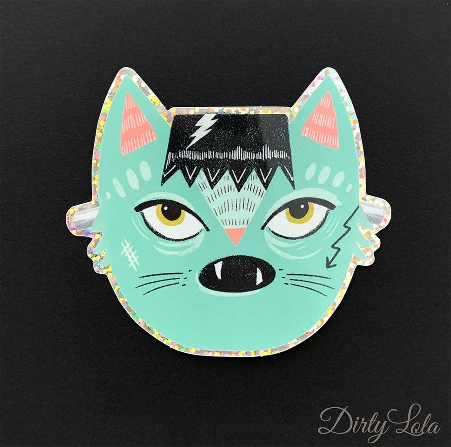 FRANKEN KITTY GLITTER STICKER
