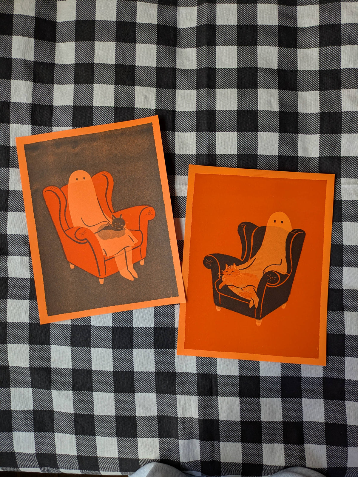 Haunted Homebodies Orange on Orange ☆ 8.5” x 11” Riso Print