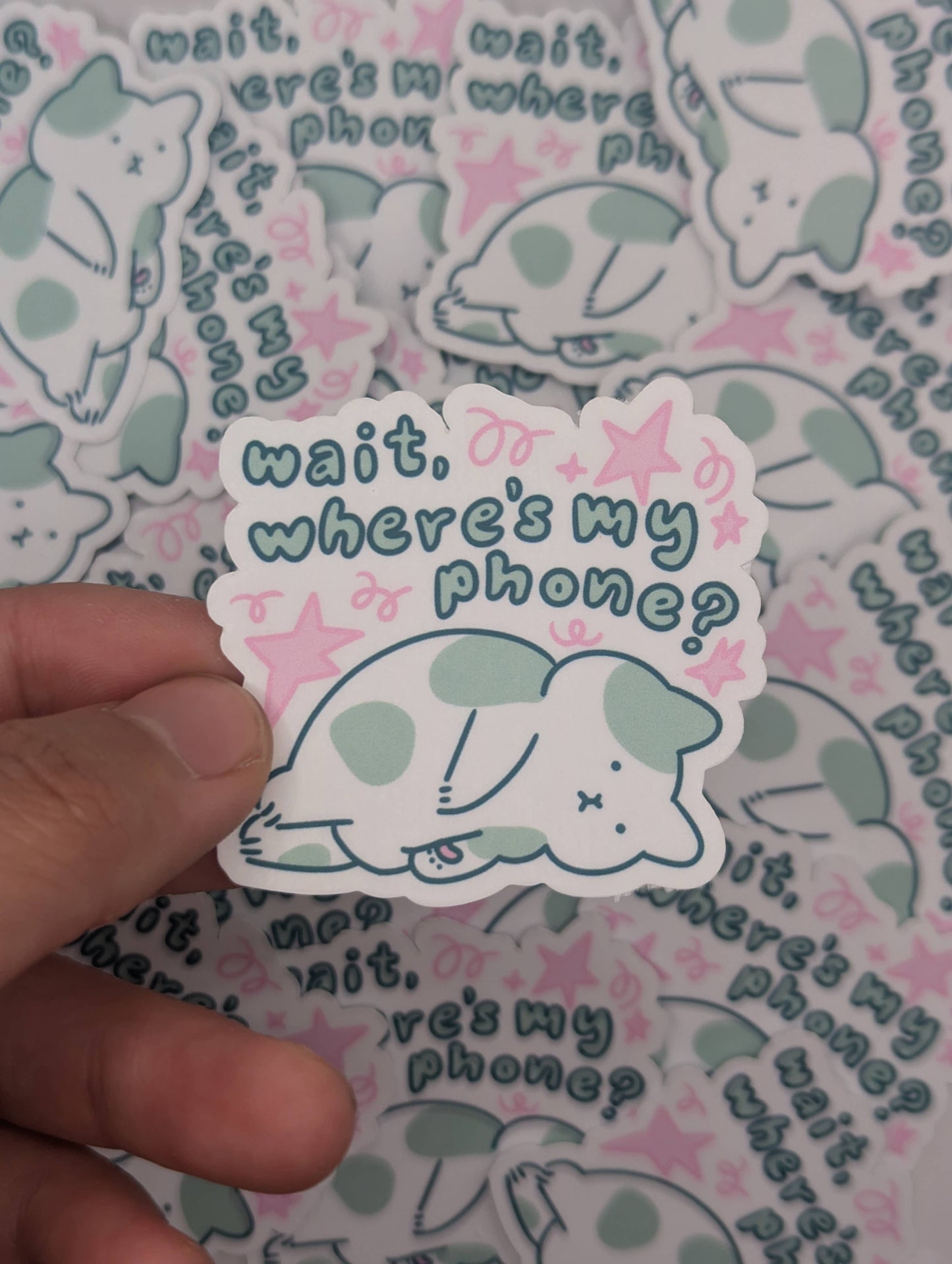 lauradzeng - "Wait, Where's My Phone?" Cat Vinyl Sticker