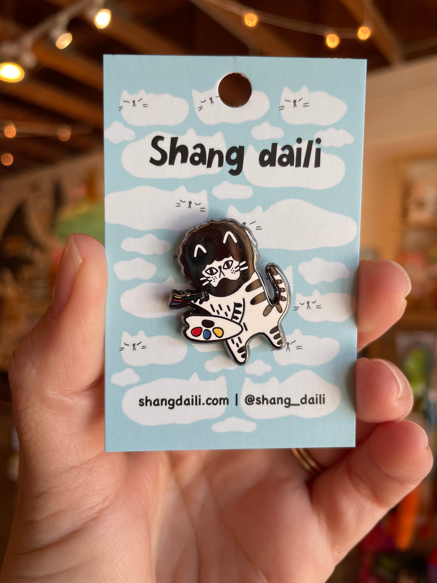 Cat Enamel Pin - funny artist cat Bobcat