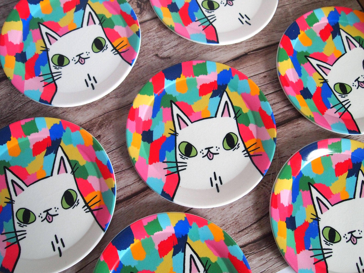 Colourful Cat Jewellery Trinket Dish/coaster