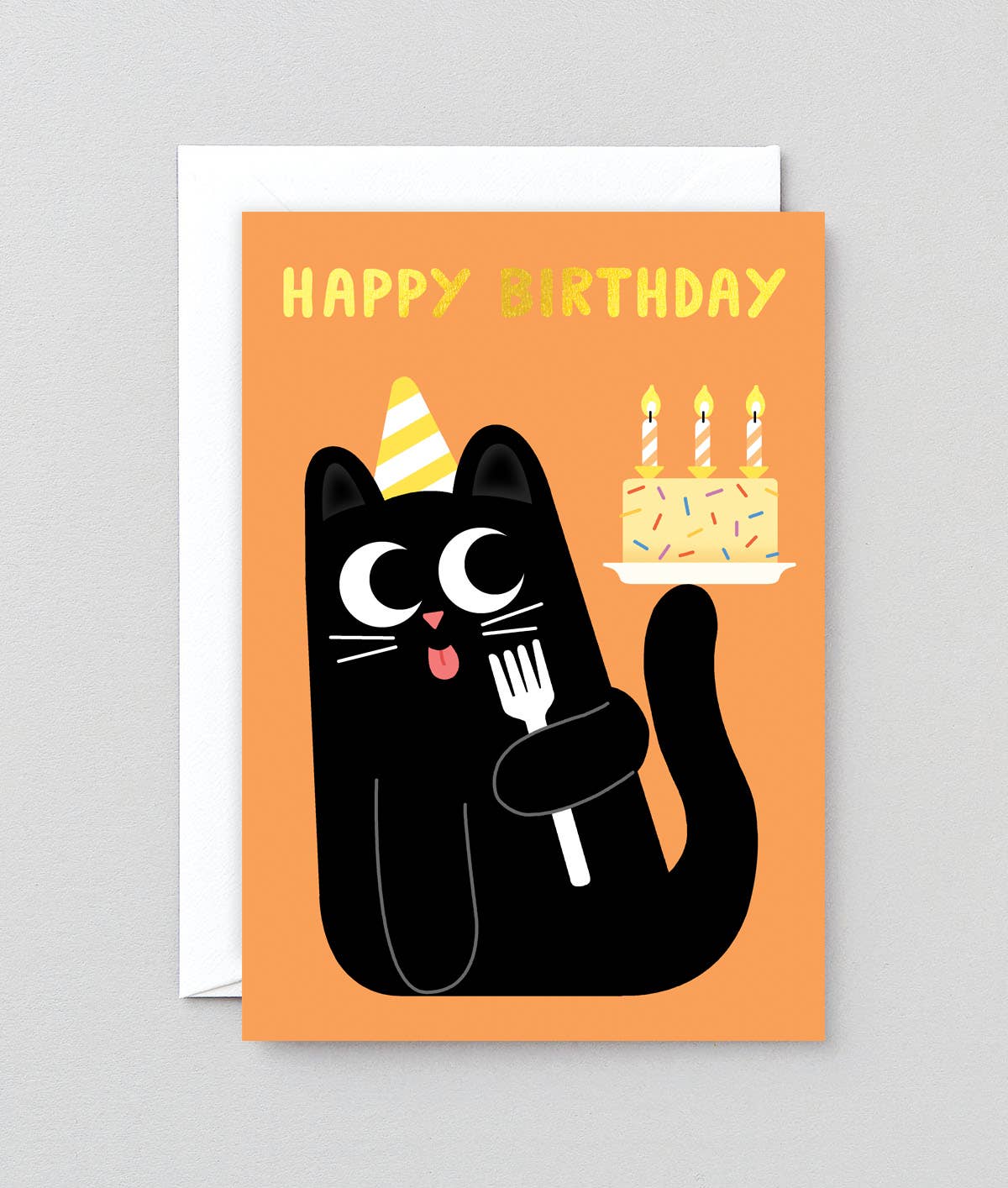 Happy Birthday Cat Cake' Greetings Card