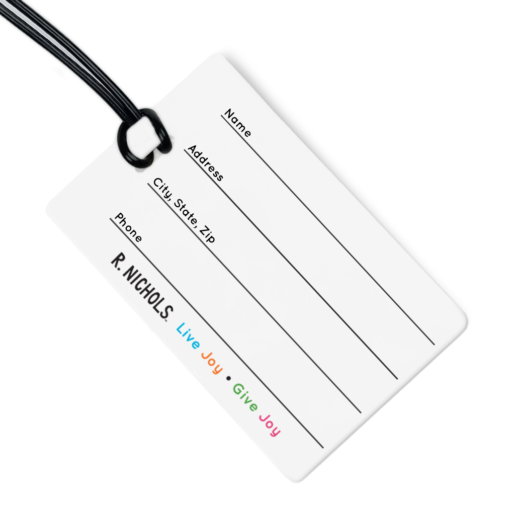 Cat in Suitcase Luggage Tag w/ Black Strap