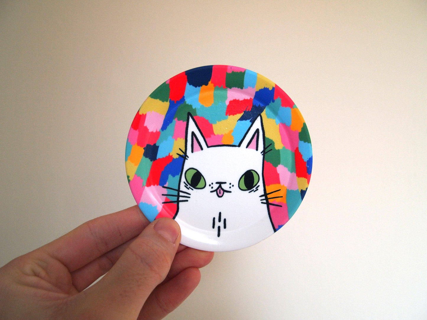Colourful Cat Jewellery Trinket Dish/coaster