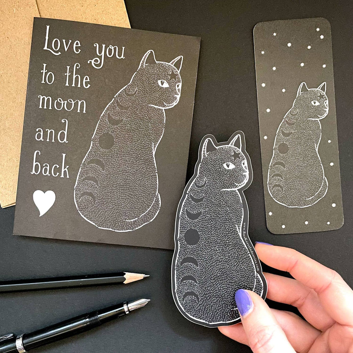 Moon Phase Cat Bookmark