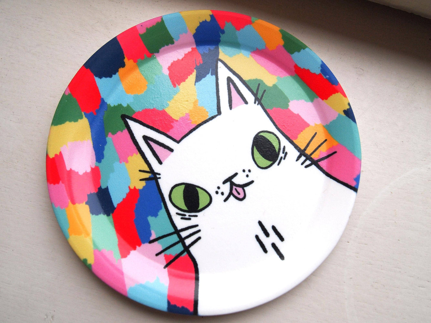 Colourful Cat Jewellery Trinket Dish/coaster