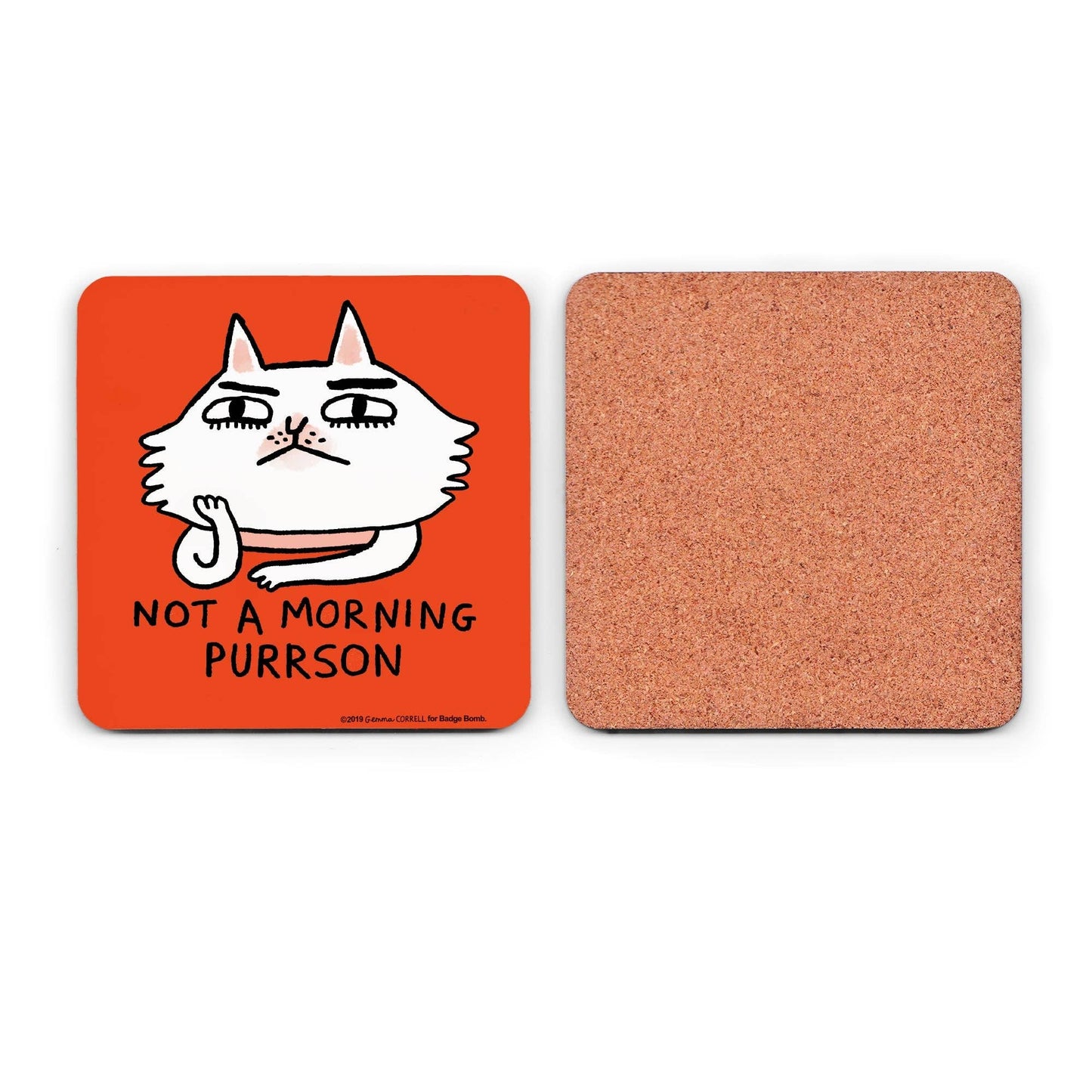 Too Cute To Care Cat Coaster by Gemma Correll