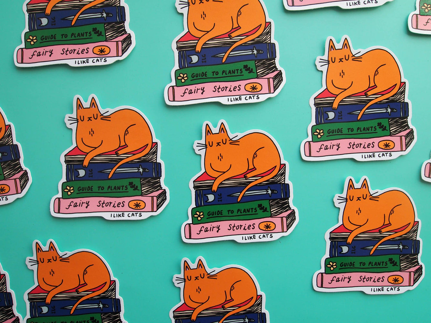 I LIKE CATS - Cat with books vinyl sticker