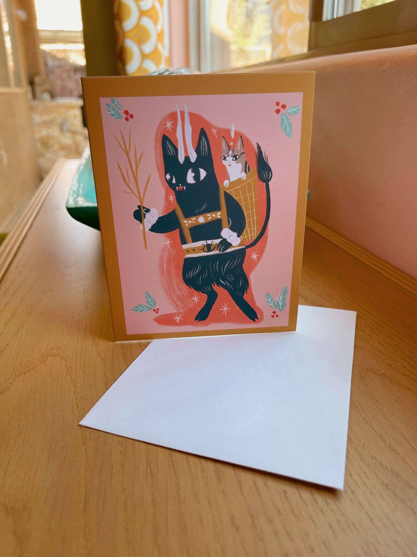 Krampuss cat blank greeting card