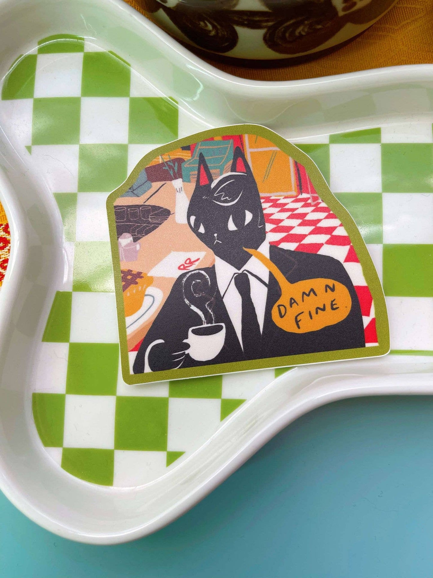Damn Fine Twin Peaks cat vinyl waterproof sticker