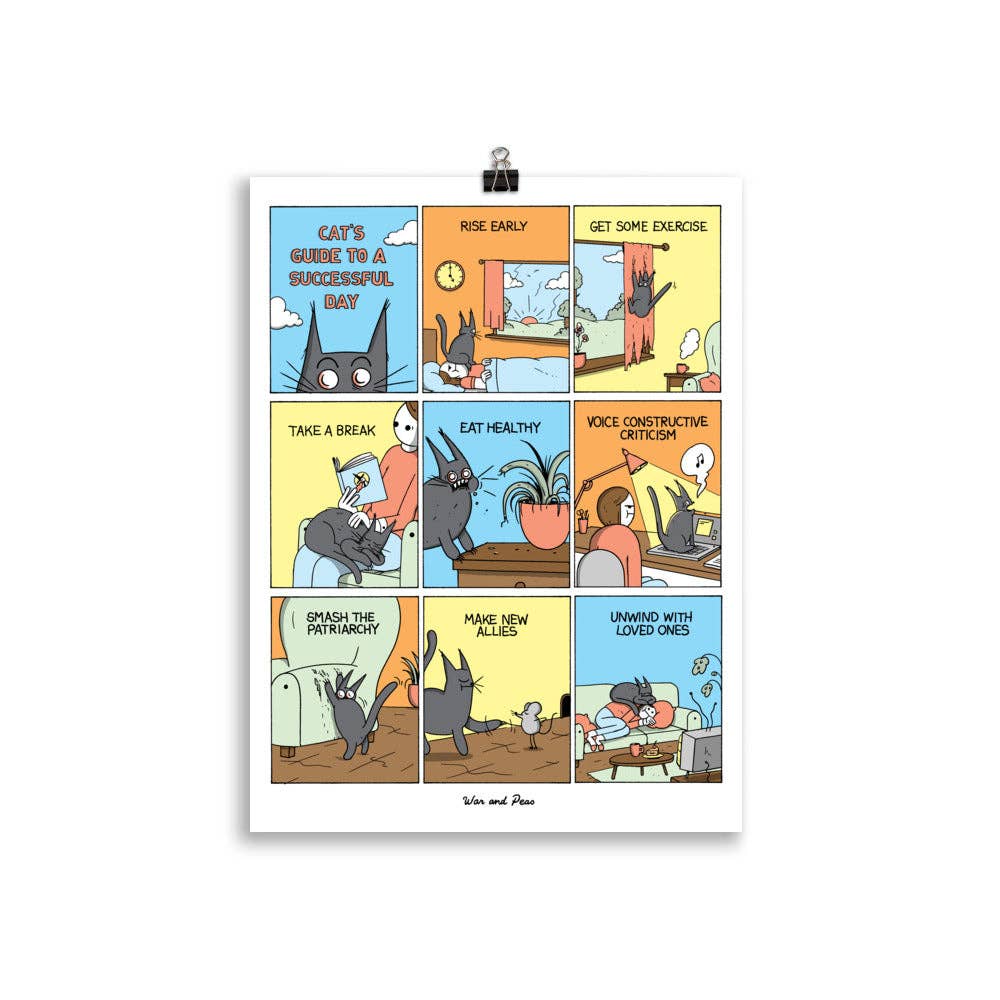 Cat's Guide to a Successful Day Signed Print