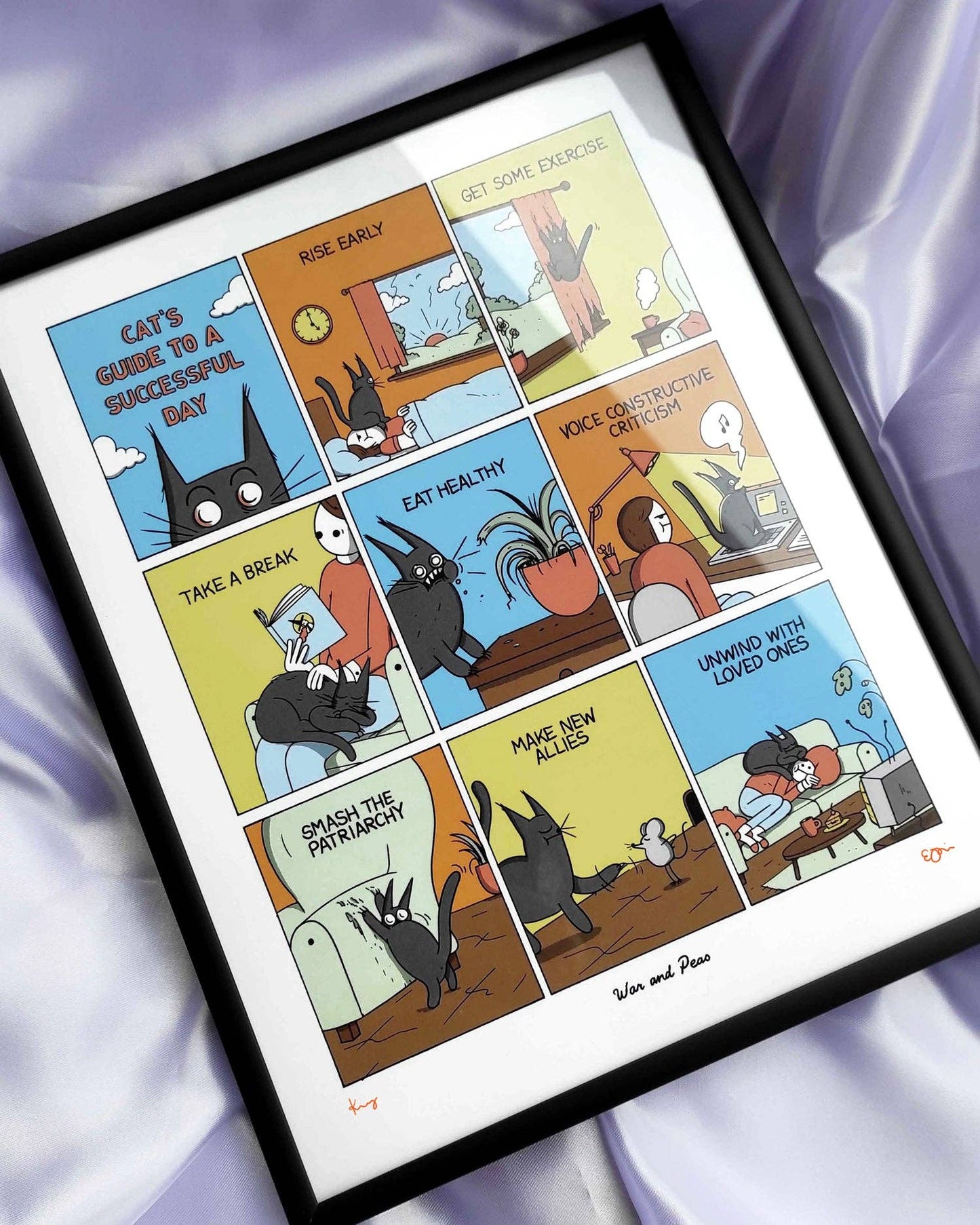 Cat's Guide to a Successful Day Signed Print