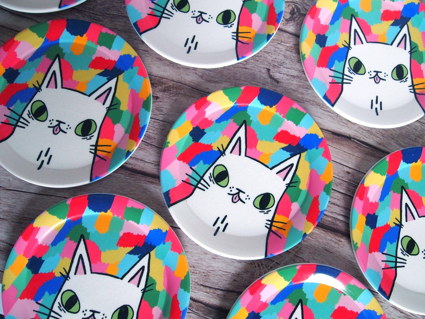 Colourful Cat Jewellery Trinket Dish/coaster