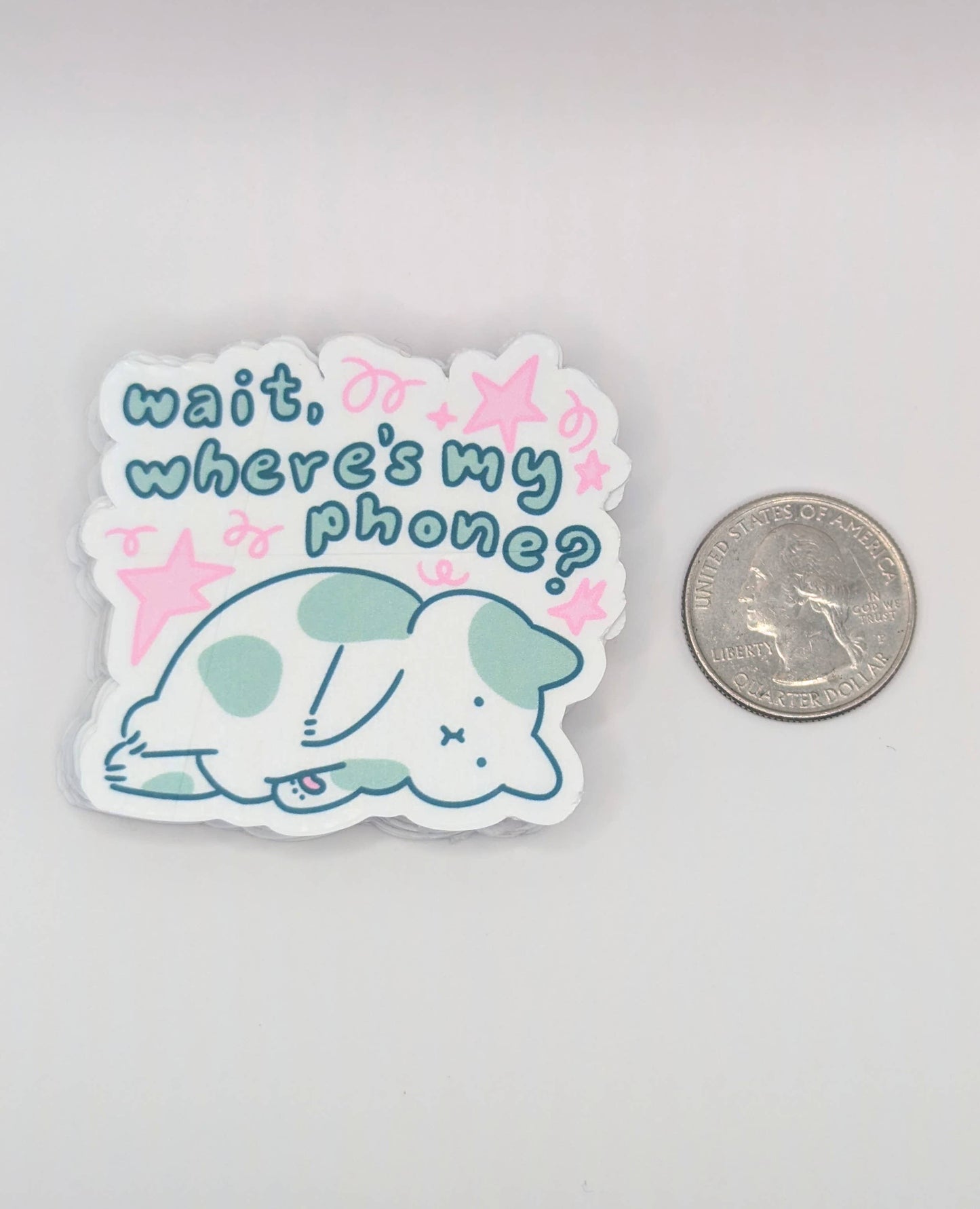 lauradzeng - "Wait, Where's My Phone?" Cat Vinyl Sticker
