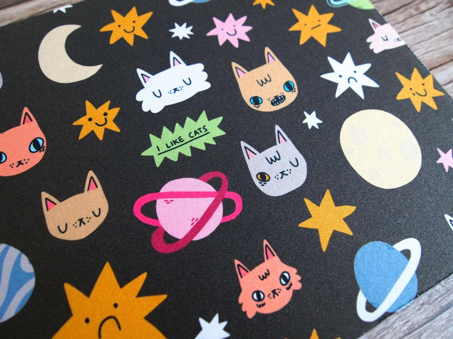 Cats and Space Themed Non-slip Mouse Mat for Home Office