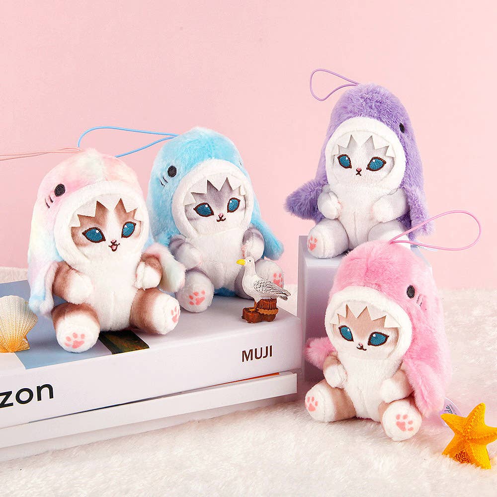 K-Wonderland - Mofusand Pastel Shark Cat Mascot Plush Keychain 10cm Random