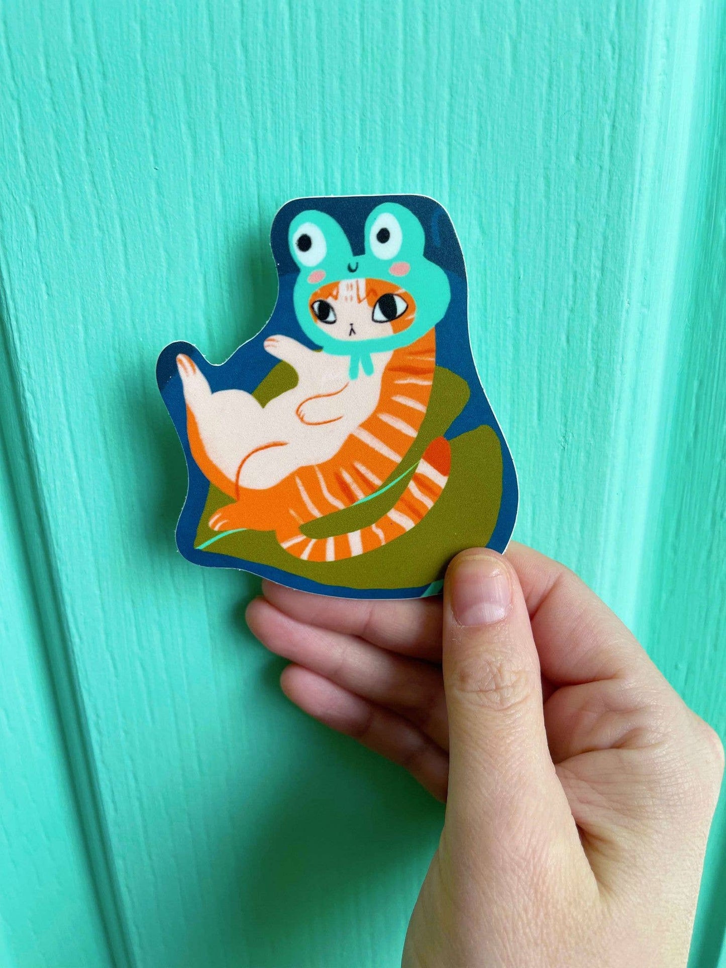 Froggy Kitty waterproof matte vinyl sticker