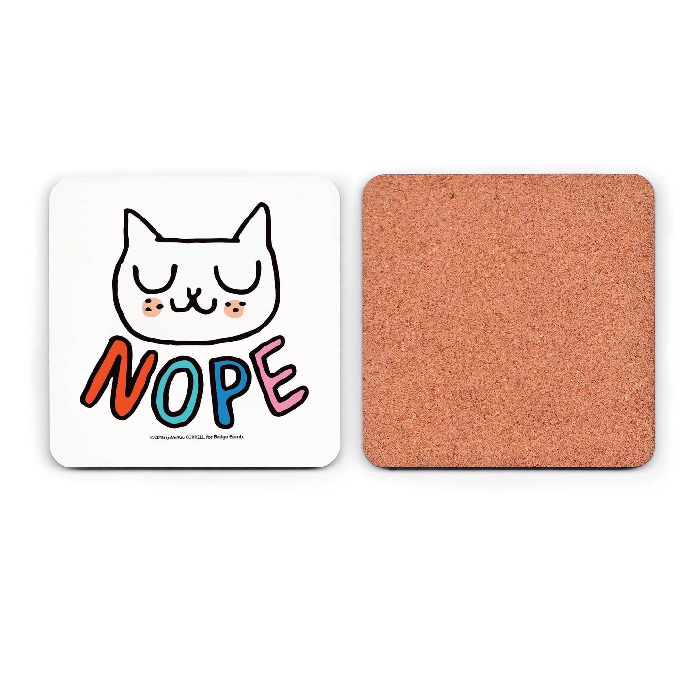 Nope Cat Coaster by Gemma Correll