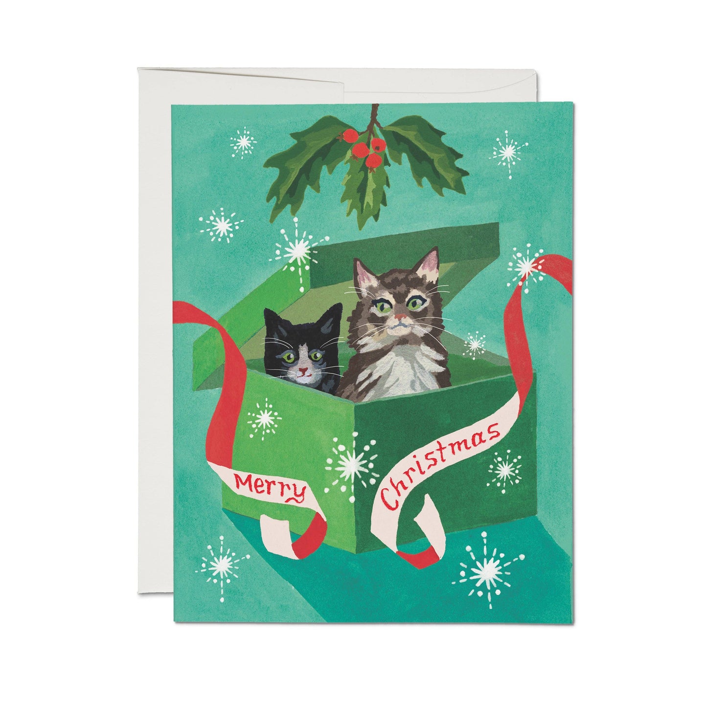 Red Cap Cards - Meowy Christmas holiday greeting card