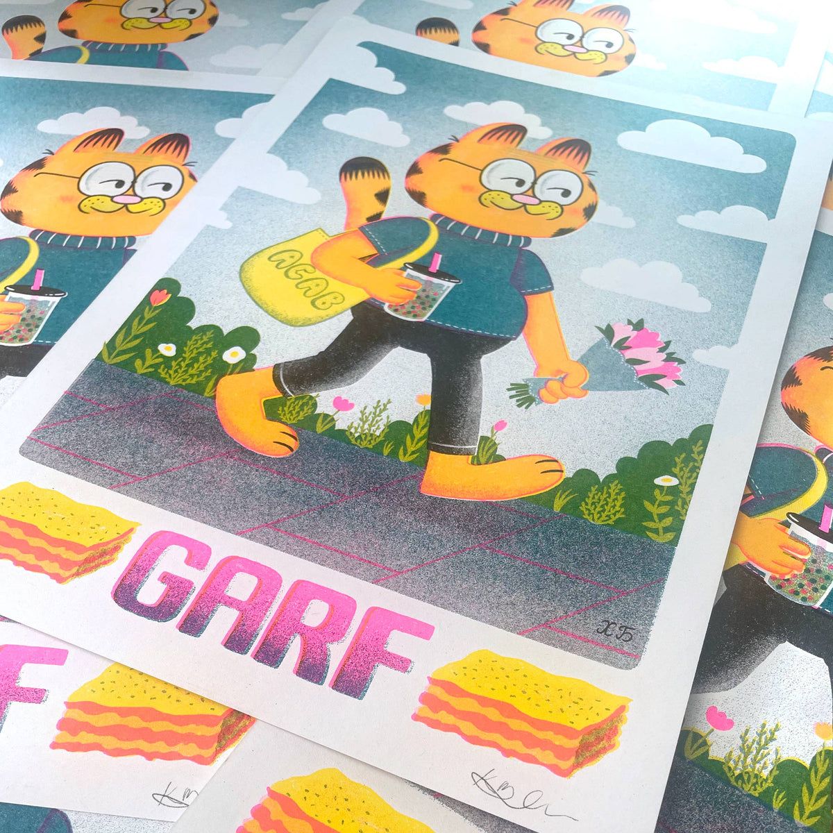 Perfect Garf risograph print