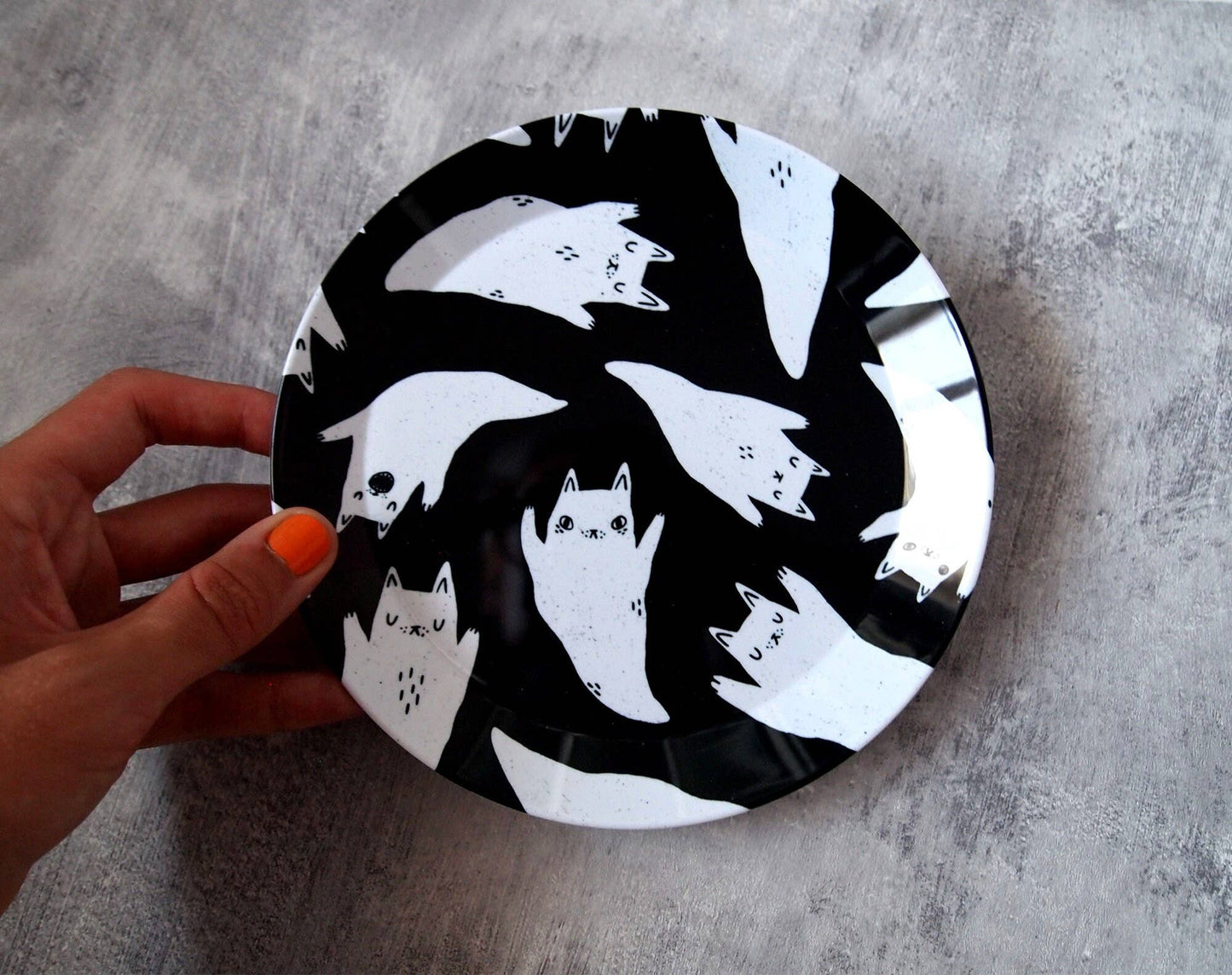 Ghost Cats Spooky Party Plate, plastic plate, picnic plate