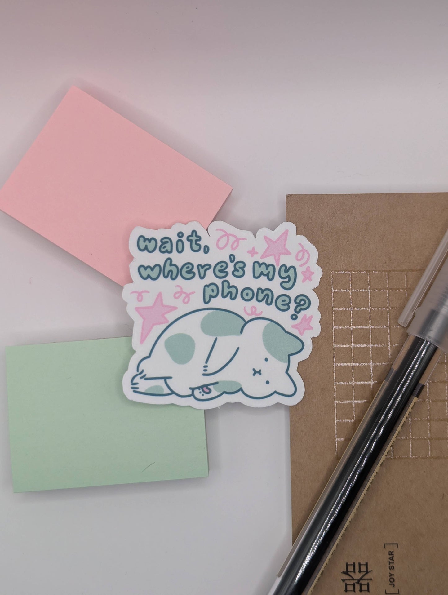 lauradzeng - "Wait, Where's My Phone?" Cat Vinyl Sticker