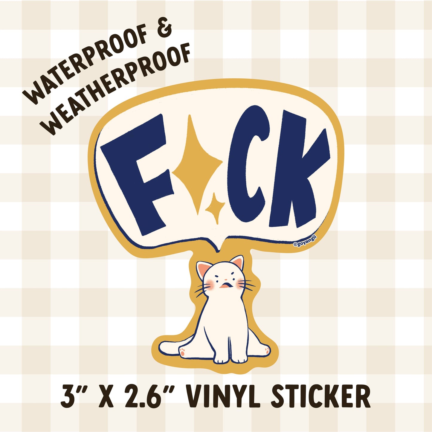 Smol Cat Big FCK Waterproof Vinyl Sticker