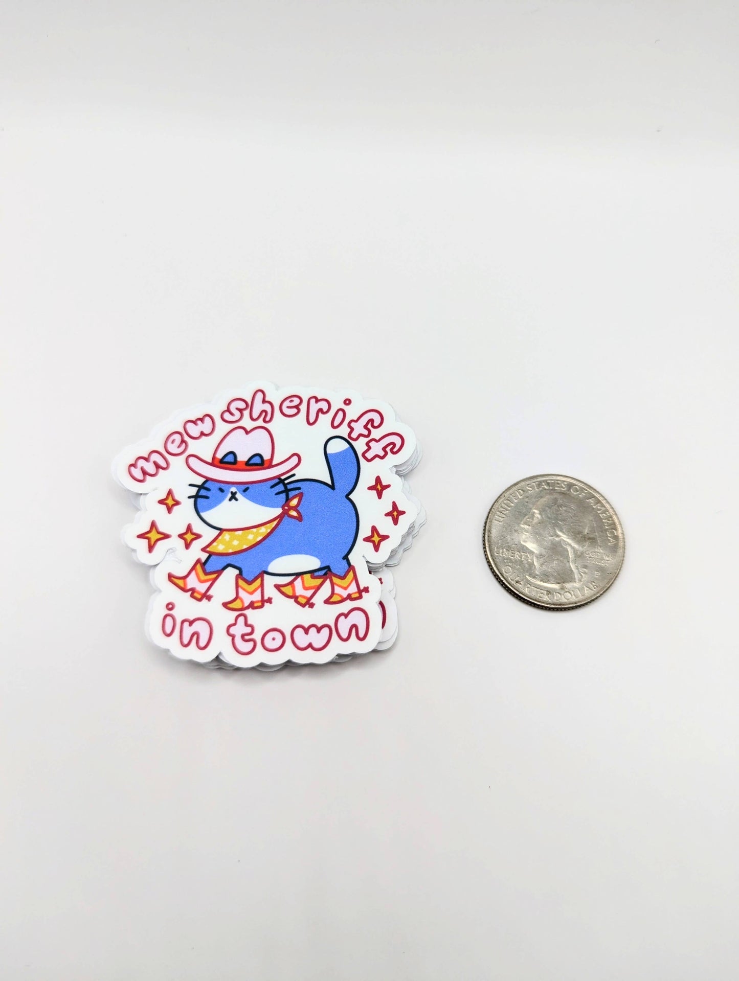 lauradzeng - "Mew Sheriff In Town" Cowboy Cat Funny Vinyl Sticker