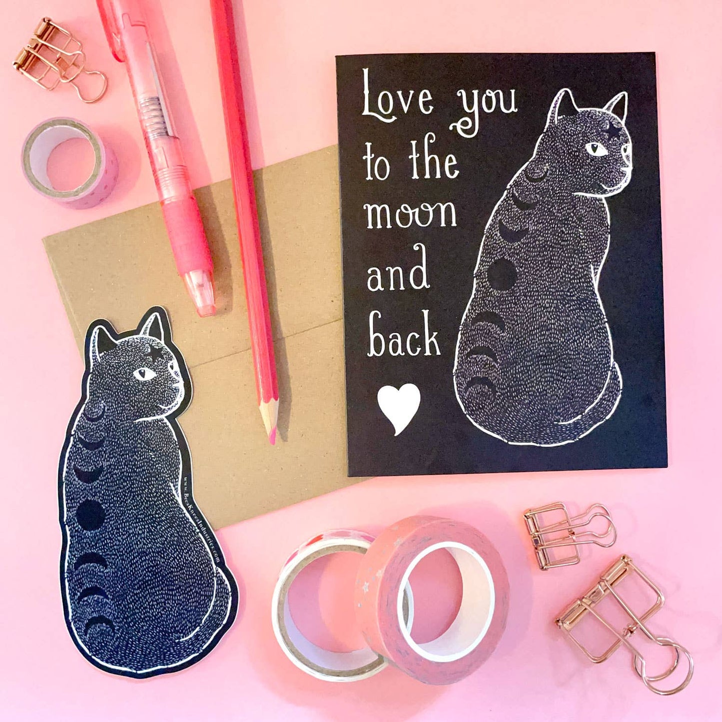 Moon Phase Cat Vinyl Sticker