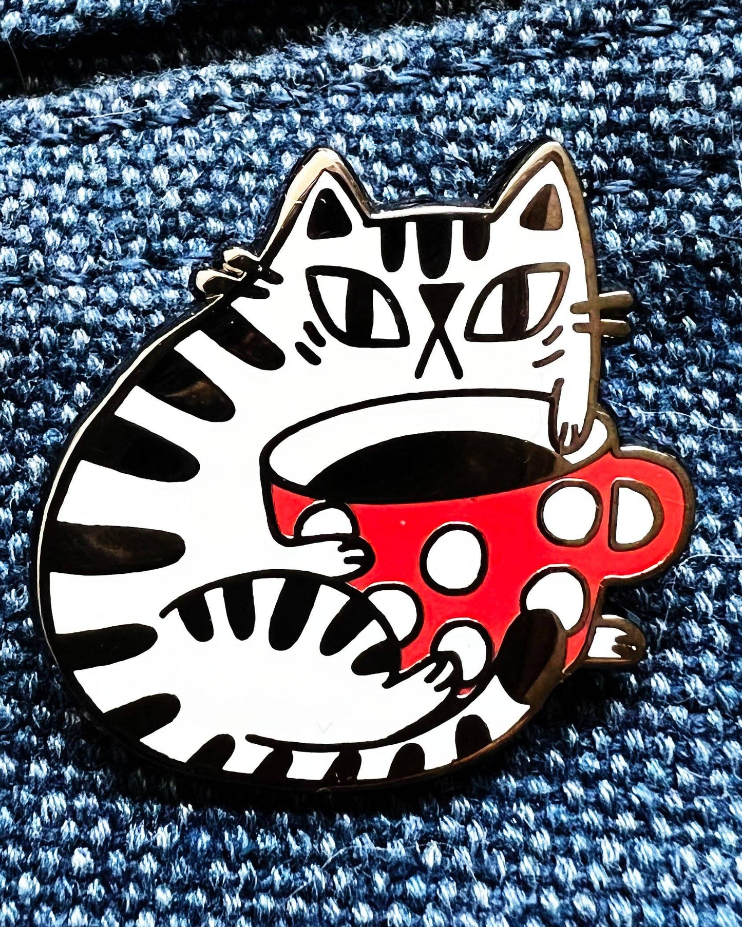 Cat Enamel Pin Coffee Cat