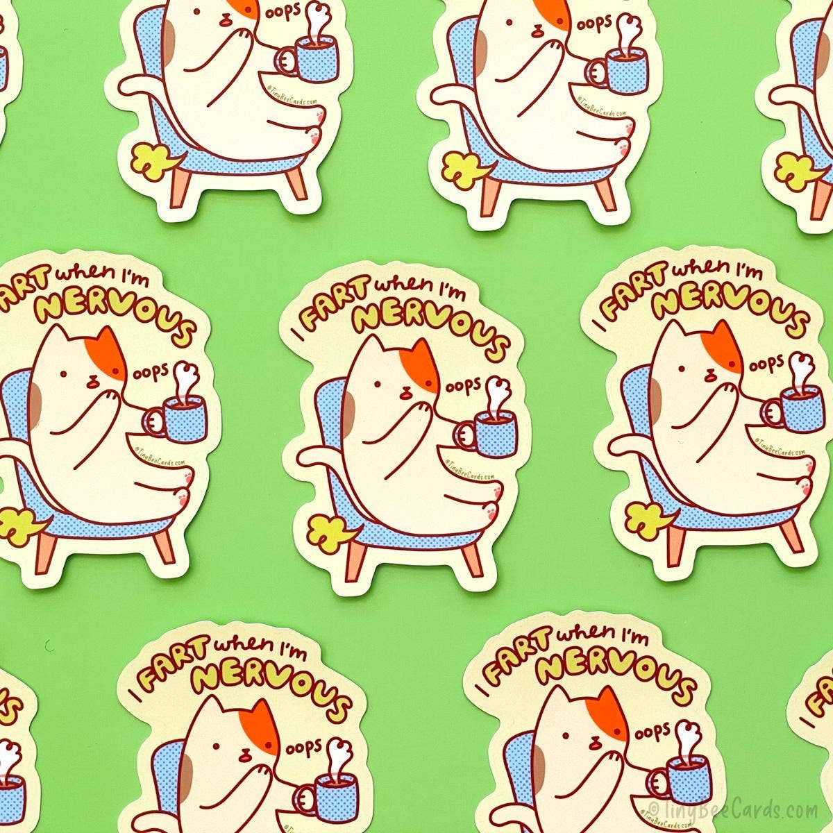 Tiny Bee Cards - Cat Vinyl Sticker "I Fart When I'm Nervous!"
