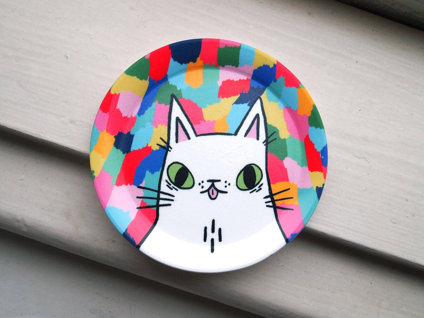 Colourful Cat Jewellery Trinket Dish/coaster