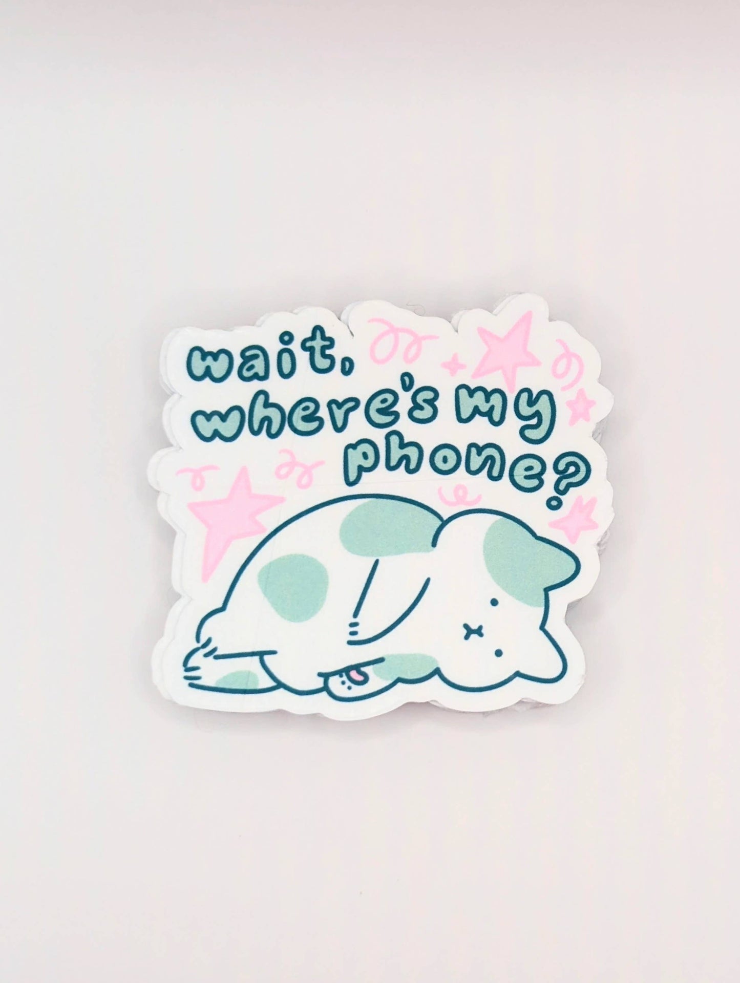 lauradzeng - "Wait, Where's My Phone?" Cat Vinyl Sticker