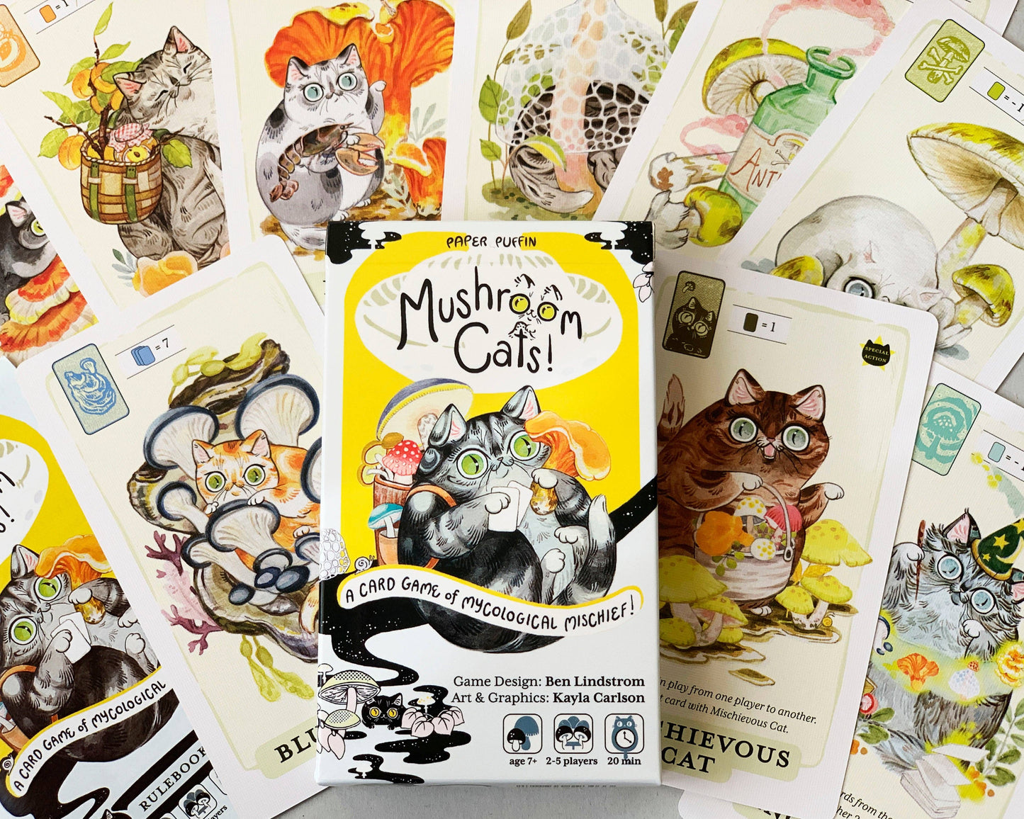 Paper Puffin - Mushroom Cats! A Card Game of Mycological Mischief