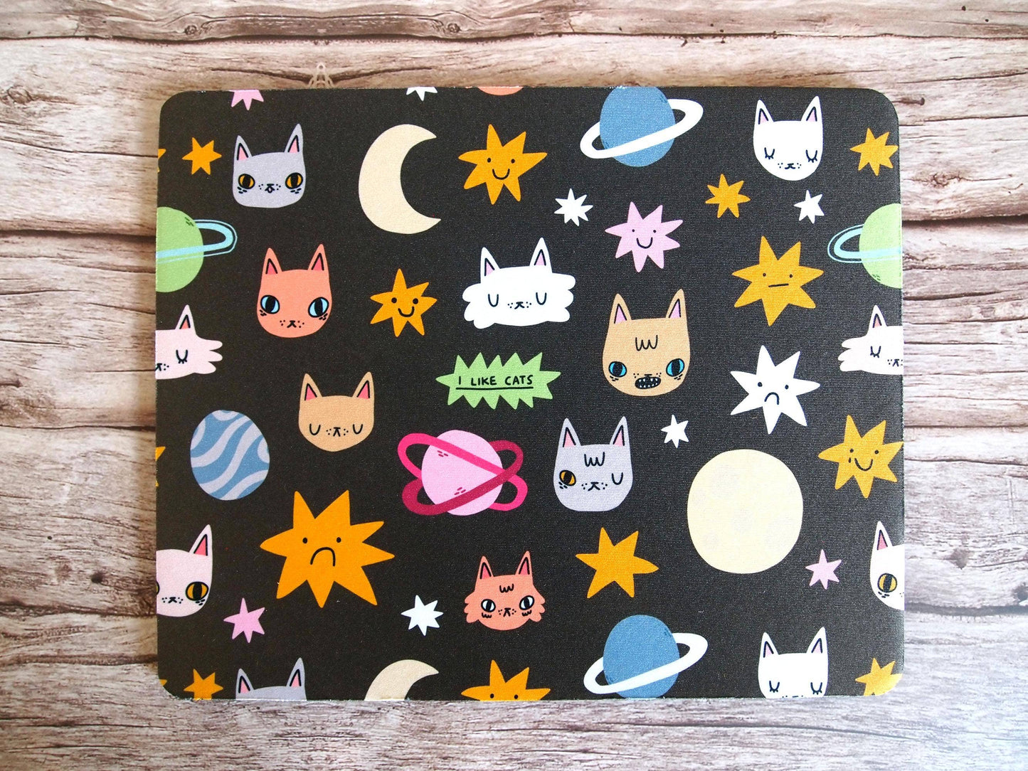Cats and Space Themed Non-slip Mouse Mat for Home Office