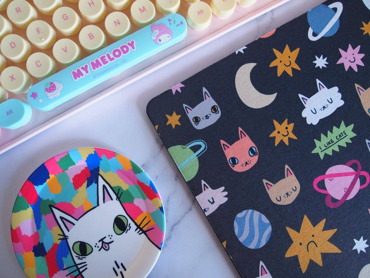 Cats and Space Themed Non-slip Mouse Mat for Home Office