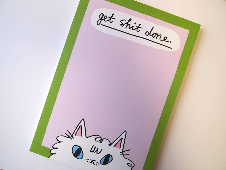 Get S- Done funny Cat Notepad