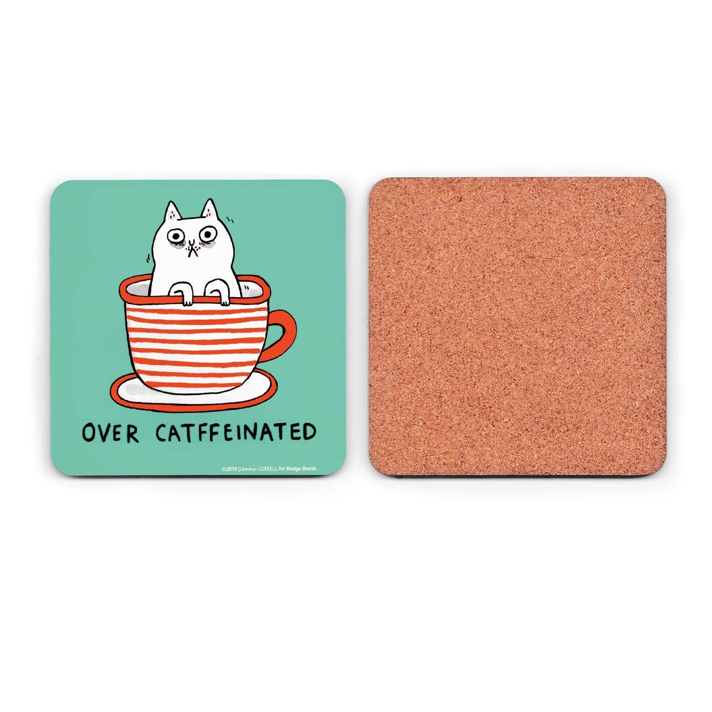 Over Catffeinated Coaster by Gemma Correll