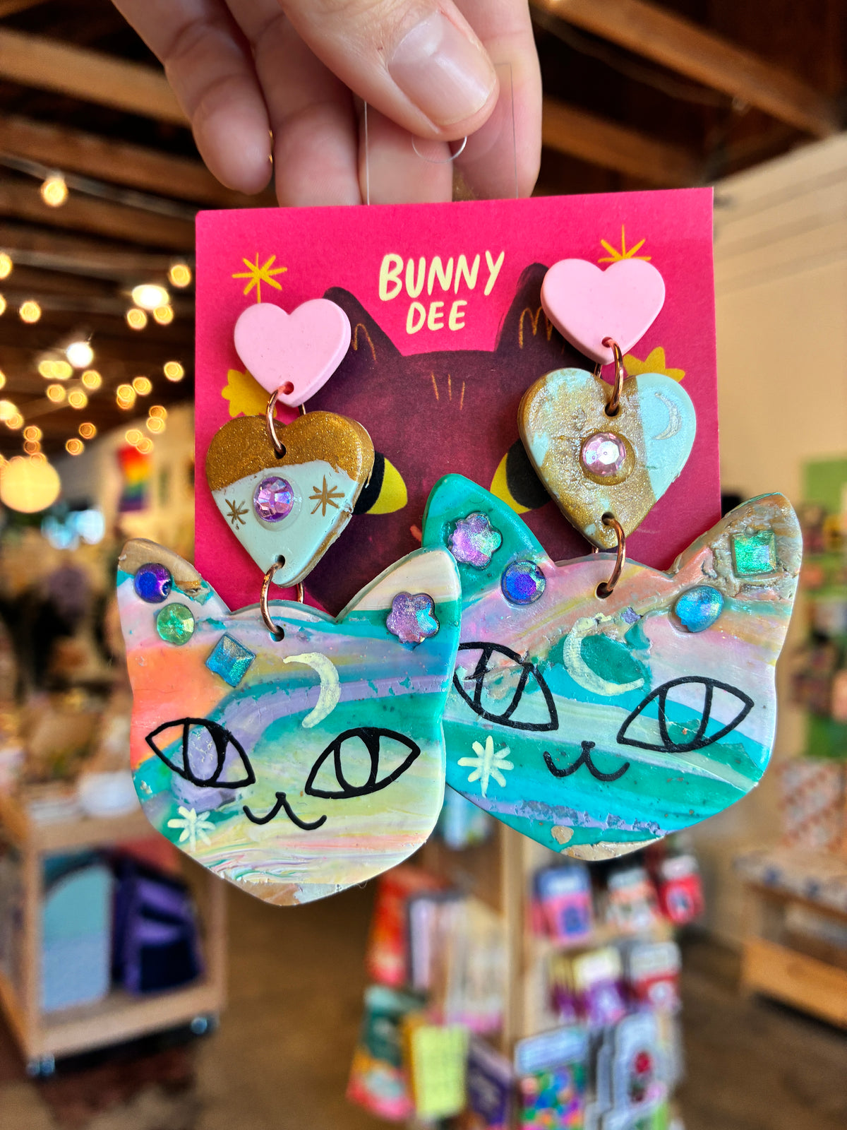 Handmade Big Kitty Earrings